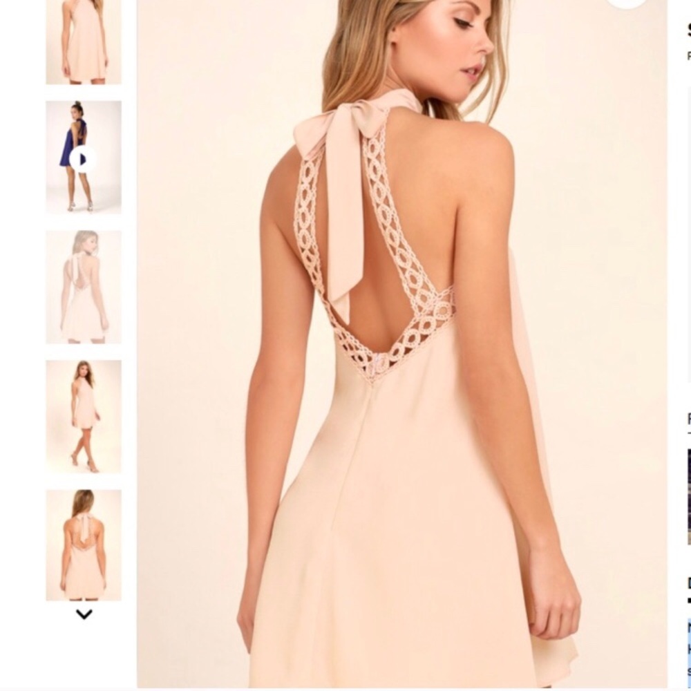 Lulus any sway blush pink lace halter dress L